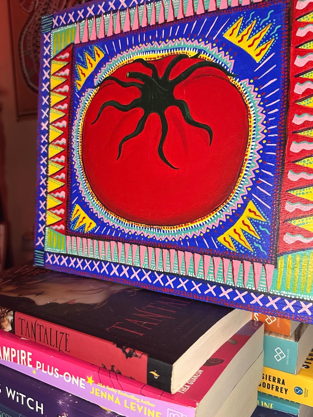 Handmade Red Tomato Pop Art Wall Decor Acrylic on Wood - Picture 5 of 12
